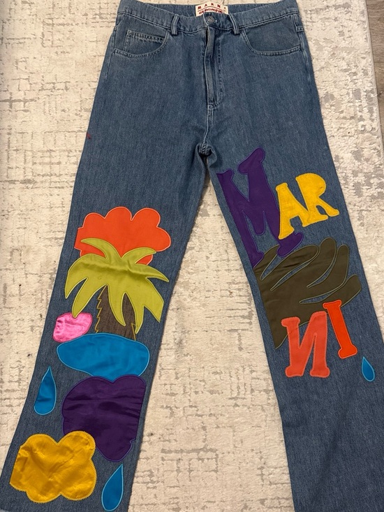 Marni Other - MARNI JEANS  Appliqué Denim Jeans with Tropical Motif